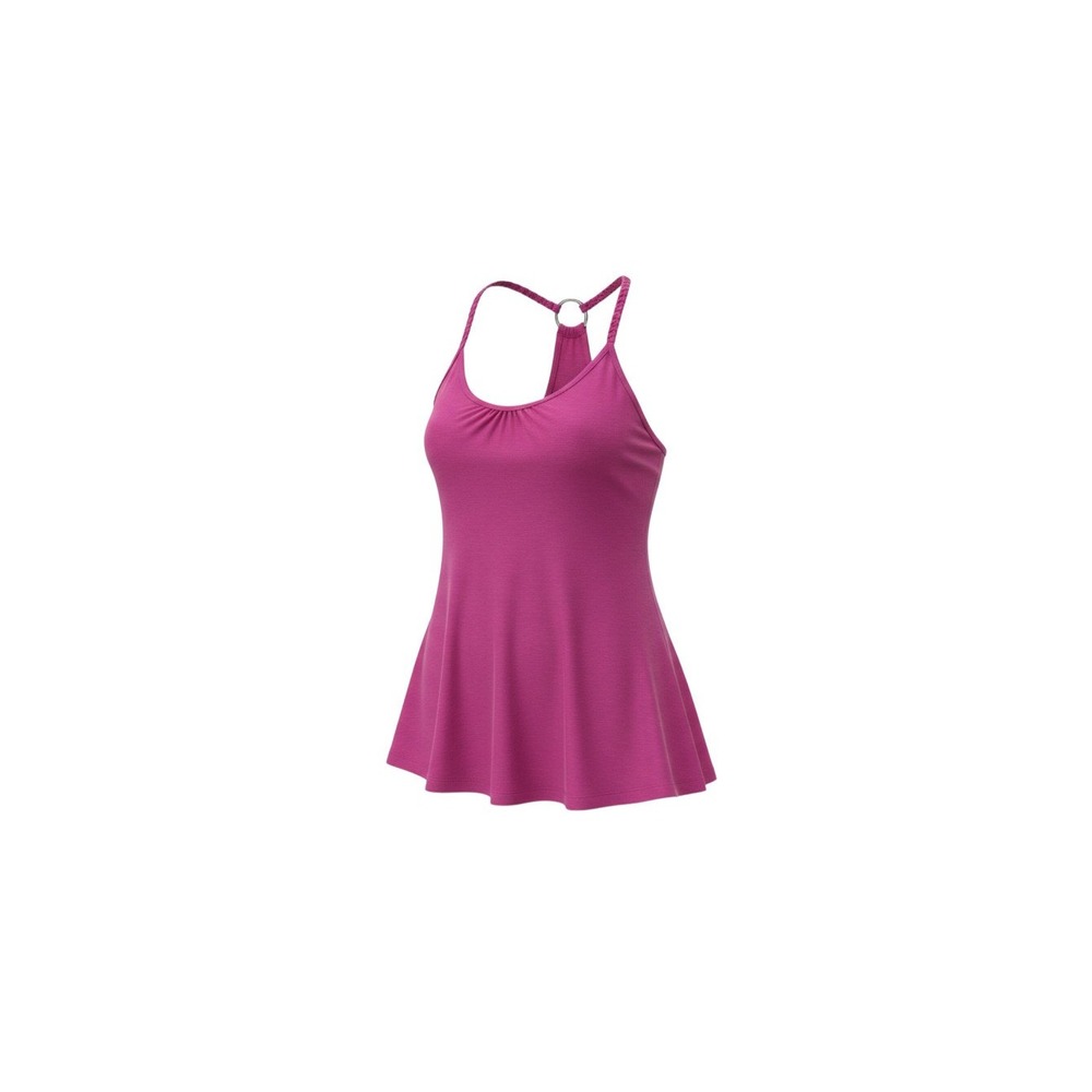 Athleta Tank Top Womens S Magenta Braided Racerback Ring Detail A-Line Flare